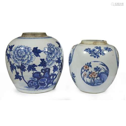 Two Chinese porcelain jars 18th century. The first,