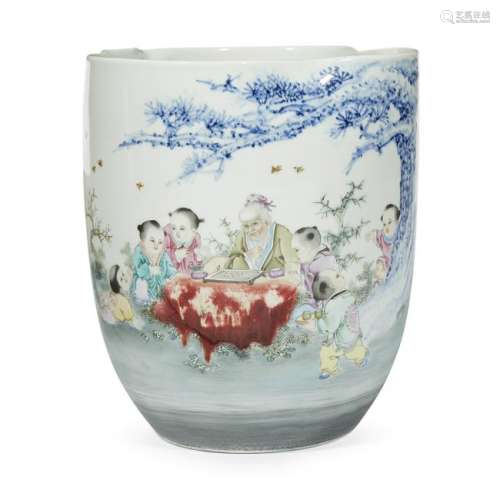 A Chinese studio porcelain vase 20th century. Depicting