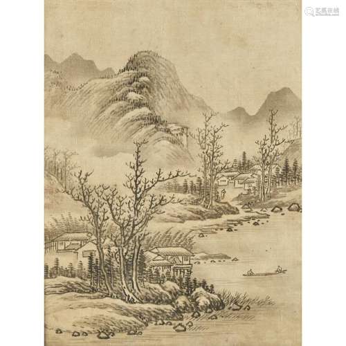 CHINESE SCHOOL  MOUNTANOUS RIVER LANDSCAPES Eight works