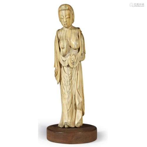 A Chinese ivory carving of a meiren 18th century or