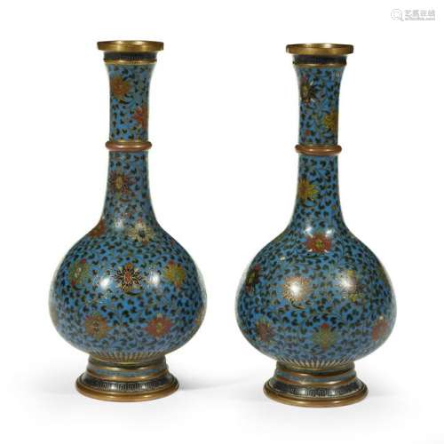A pair of Chinese cloisonnÃ© bottle vasesqing dynasty,