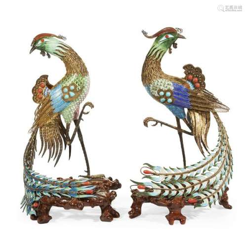 A pair of Chinese embellished gilt filigree and