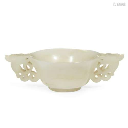 A Chinese grey-white jade libation cup probably