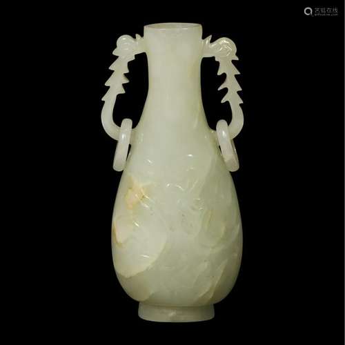 A Chinese carved pale celadon jade miniature vase qing