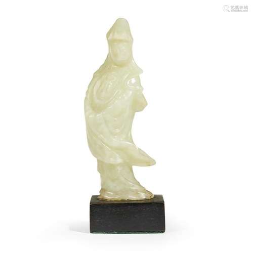 A Chinese carved pale celadon hardstone figure of