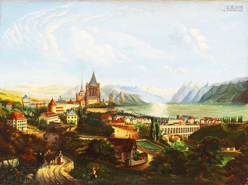 Swiss Artist 19th Century, view of Lausanne, with …