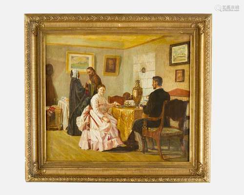 Russian Artist 19th Century, family scene with int…