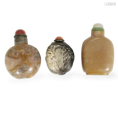 Three Chinese hardstone snuff bottles 18th/19th