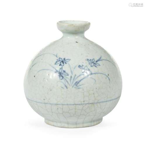 A Korean cobalt blue-decorated porcelain small vase