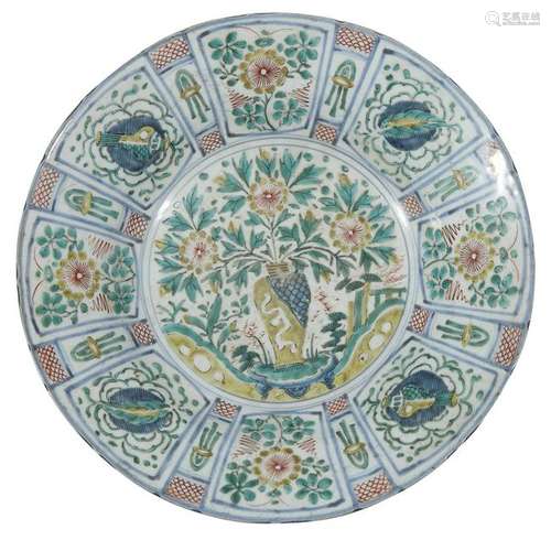 A Japanese polychrome-enameled Arita porcelain dish