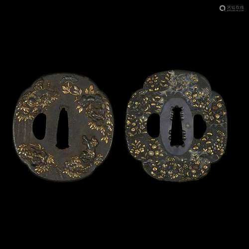 Two Japanese mixed metal tsuba, one signed Hamano