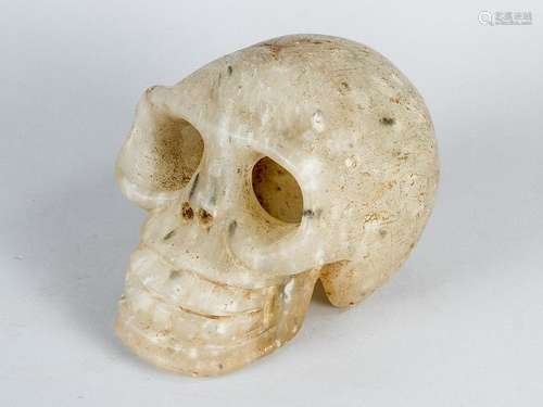 Jade Skull, naturalistic sculpted, white jade with…