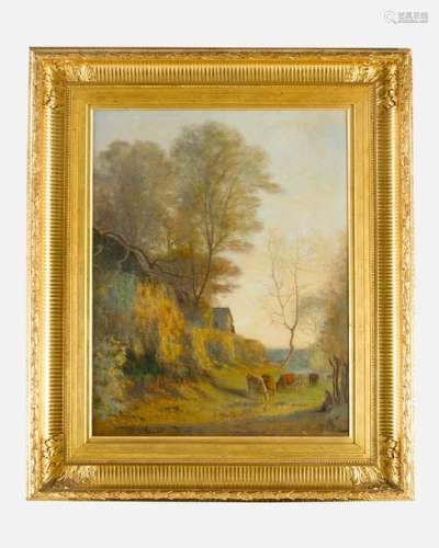 Louis Jule Badel (1840 1869), house in landscape, …