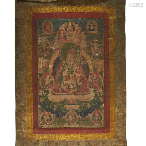 A Tibetan thangka depicting Padmasambhava and