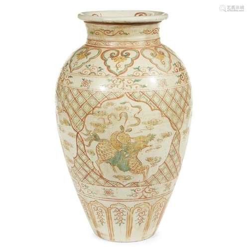 A large Vietnamese polychrome-enameled jar possibly