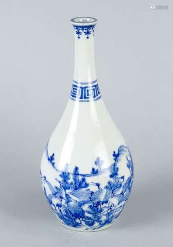 Chinese bottle, long neck painted with blue birds …