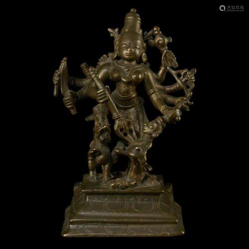 A south Indian brass figure of Durga 17th/18th century.
