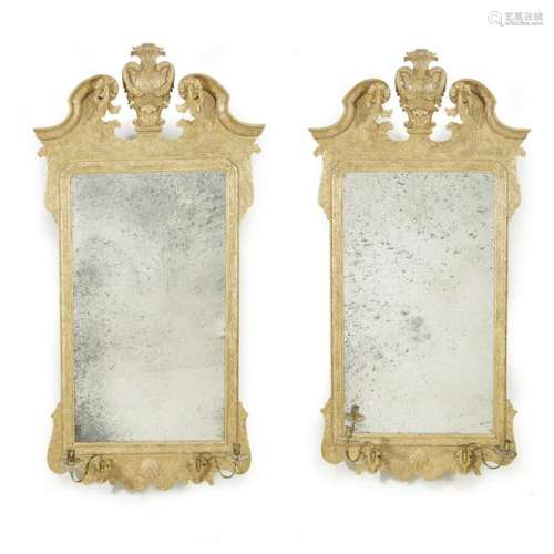 A pair of George I style giltwood mirrors 19th century