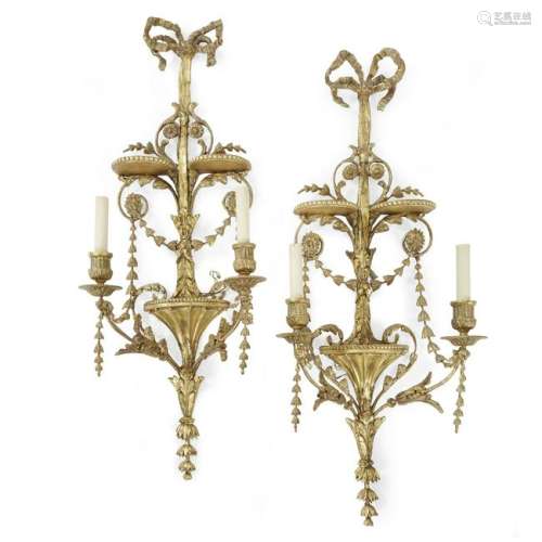 A pair of George III gesso and giltwood and sconces