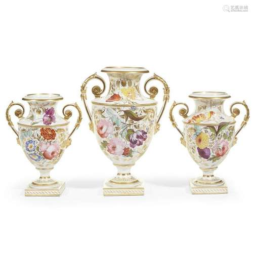 An English hand-painted and parcel-gilt porcelain