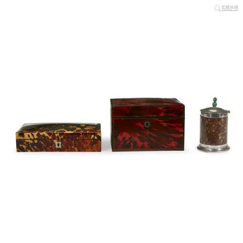 Two Victorian tortoiseshell boxes 19th century. Sold