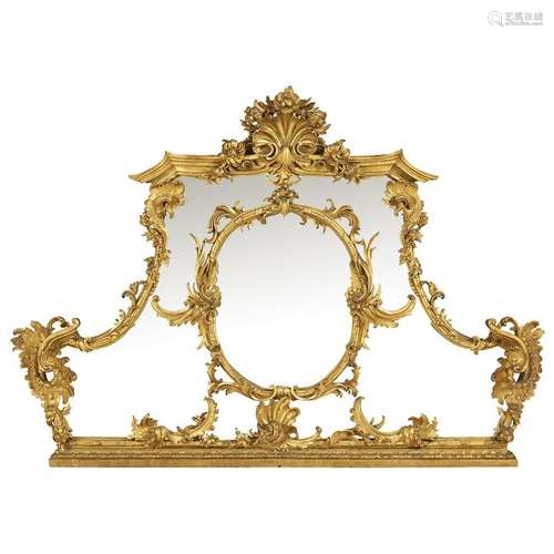 A George III carved giltwood overmantel mirror third