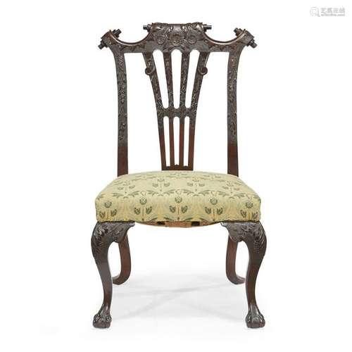 An Irish George III style carved mahogany side chair