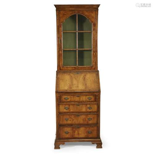 A George I walnut secretary bookcase first half 18th