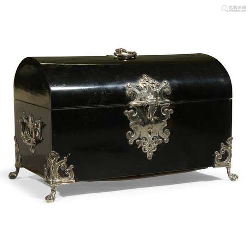 A George II silver-mounted ebonized casketmaker's mark