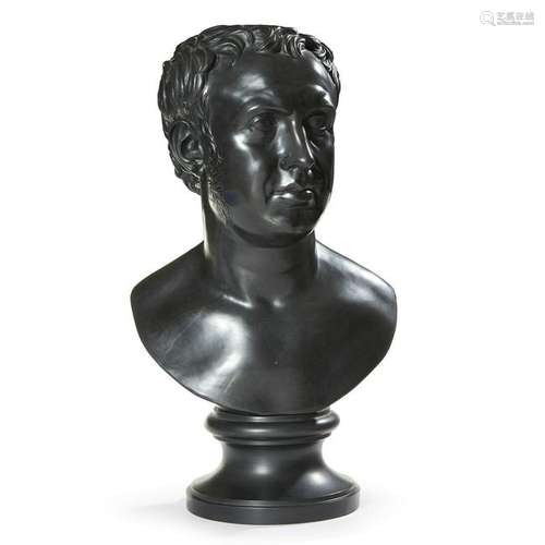 A Wedgwood & Bentley black basalt library bust of