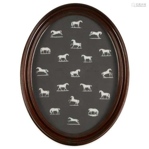 A Wedgwood black jasperware plaque, 'Horse Studies'