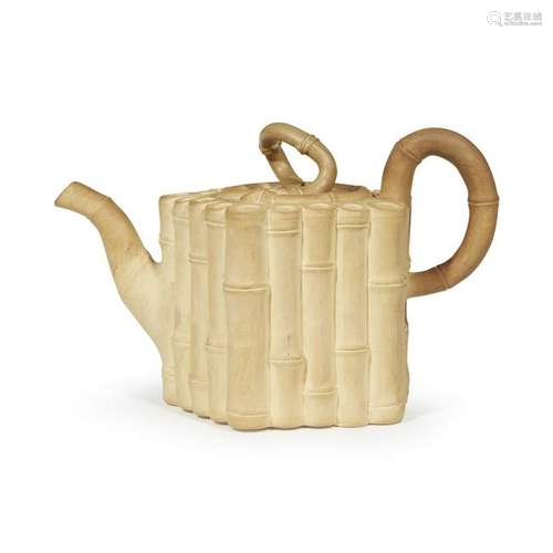 A Wedgwood & Bentley caneware 'bamboo' teapot 18th