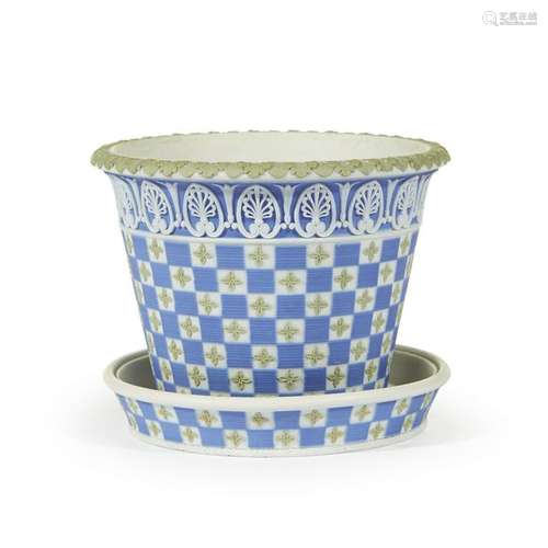 A Wedgwood sage and blue jasper dip diceware cachepot