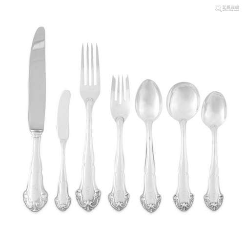 An Italian sterling silver seven-piece flatware service