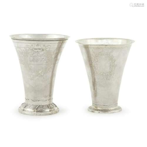 Two Swedish silver beakers Sweden, 1808. Each with