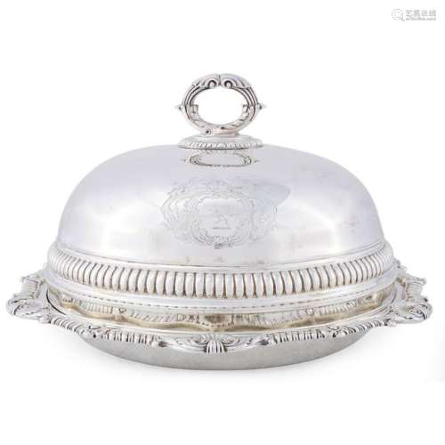 A George III sterling silver covered entrÃ©e dish