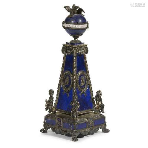 A Viennese lapis lazuli-mounted and enameled silver