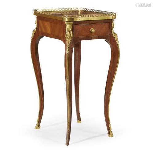 A Louis XV ormolu-mounted floral marquetry kingwood and