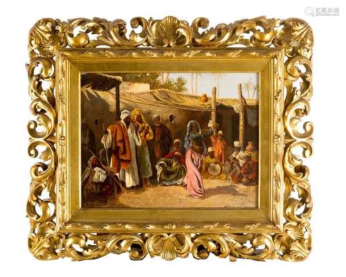 Orientalist 19th Century. The dance. Oil on wooden…