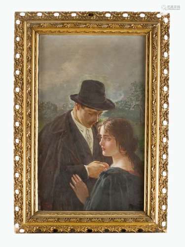 Carl Zewy (1855 1929). Couple in landscape, oil on…