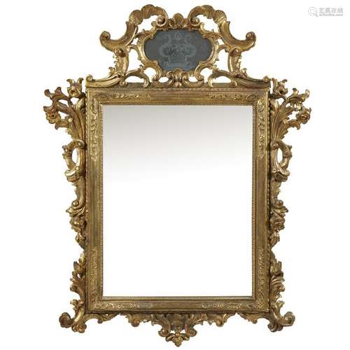 A Venetian giltwood and etched glass mirror 18th