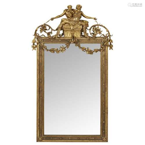 A pair of Italian Neoclassical giltwood pier mirrors