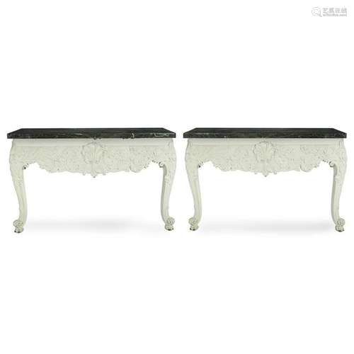 A pair of Swedish Baroque style white-painted