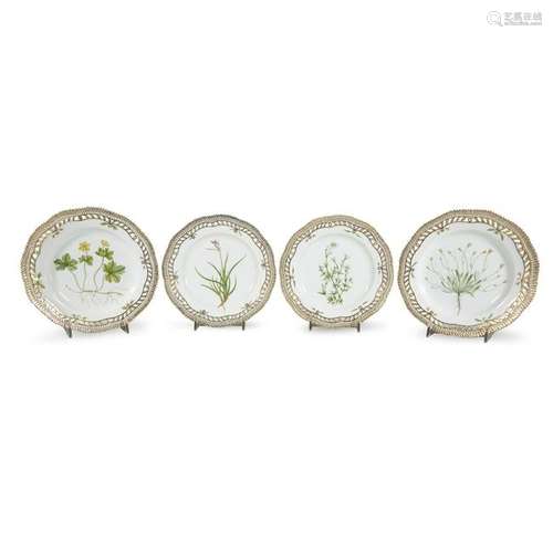 A set of four Royal Copenhagen 'Flora Danica' porcelain