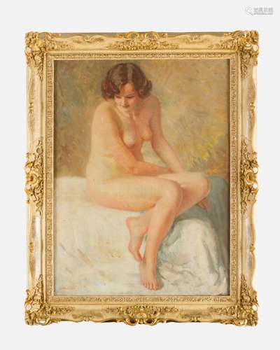 Hungarian Artist 20th century. Female nude, oil on…