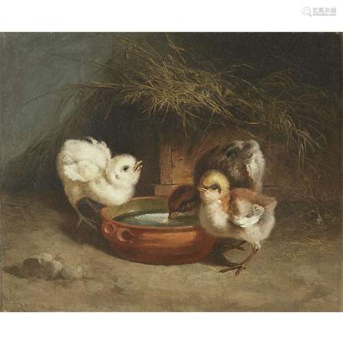 ANDREA CHERUBINI (ITALIAN 1833-1905) THREE CHICKS WITH