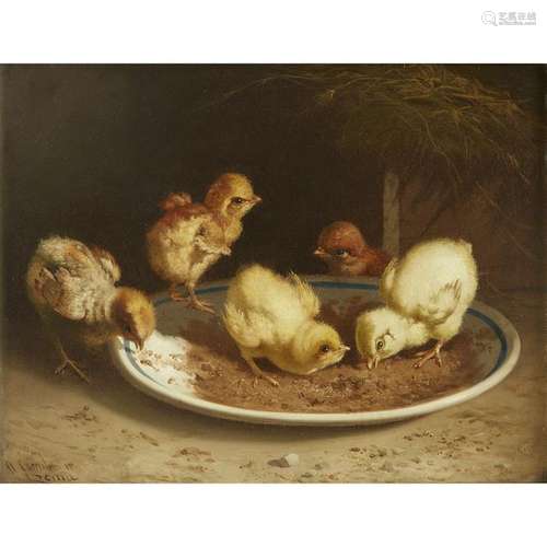 ANDREA CHERUBINI (ITALIAN 1833-1905) FIVE CHICKS