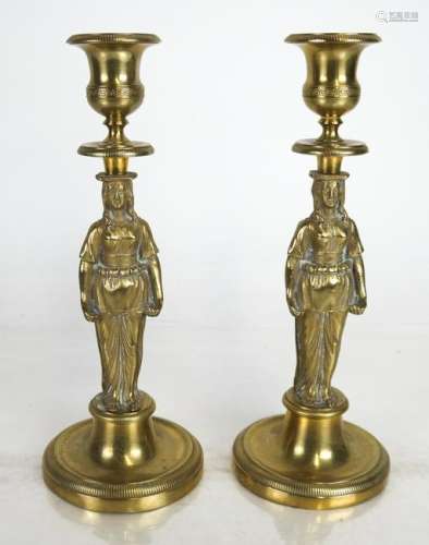 Pair Of 19th Century Brass Figural Candlesticks