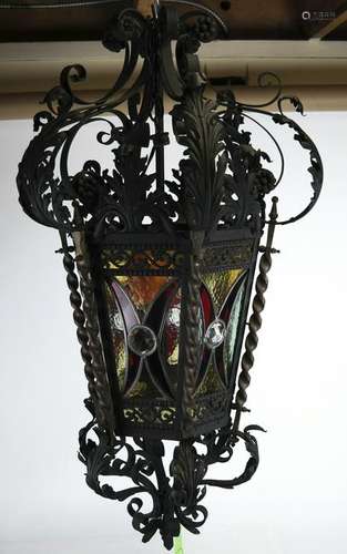 Gothic-Style Wrought Iron Lantern Fixture