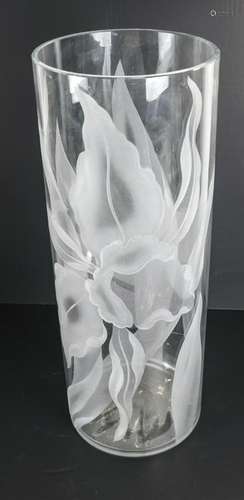 French Lalique-Style Clear Tall Vase